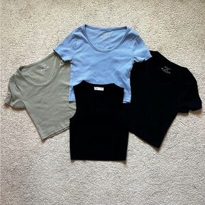 Primark Basic Cropped Tops Bundle – 4 Shirts Size XS–S